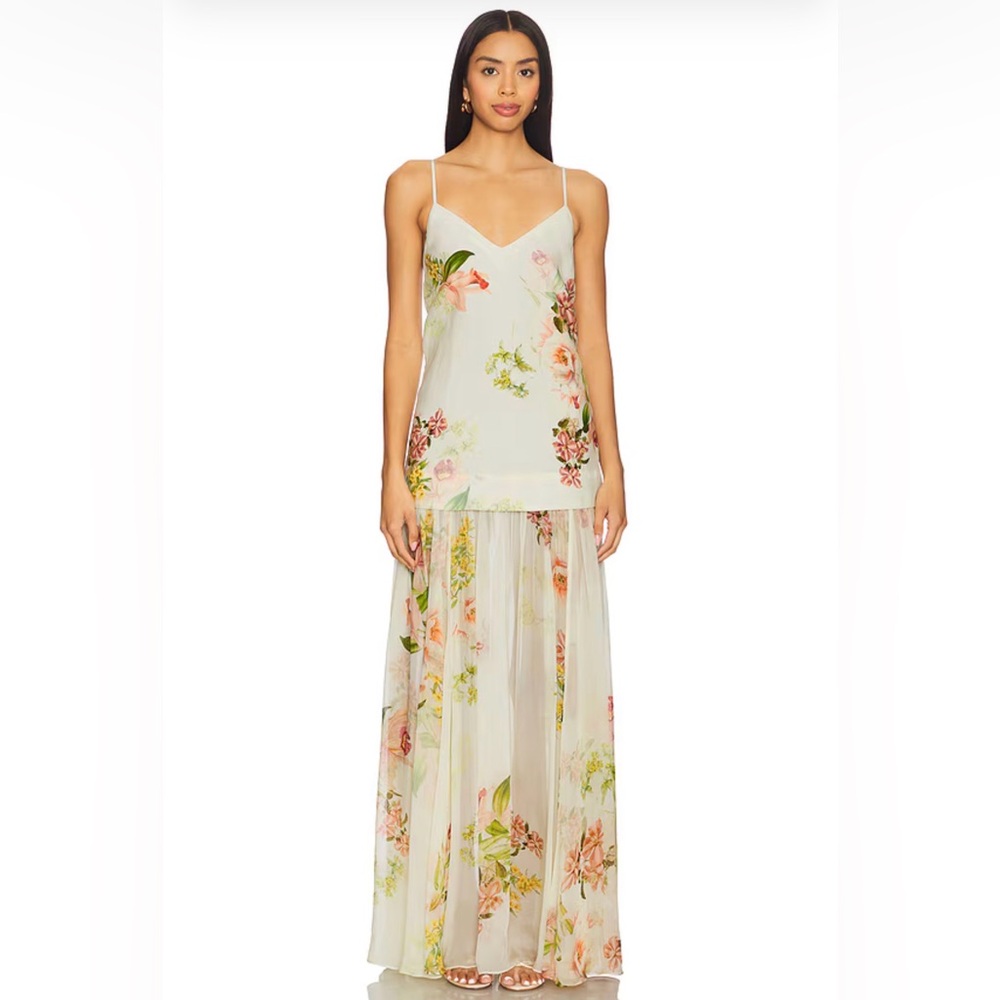 HEMANT & NANDITA Cream Floral Maxi Dress